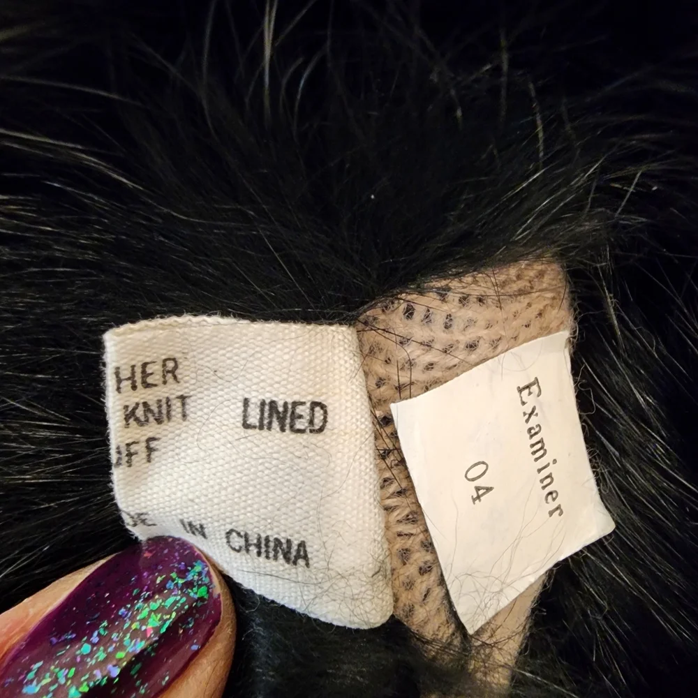 Genuine Suede Leather Rabbit Fur Trimmed Gloves Acrylic Knit Lined size Large
